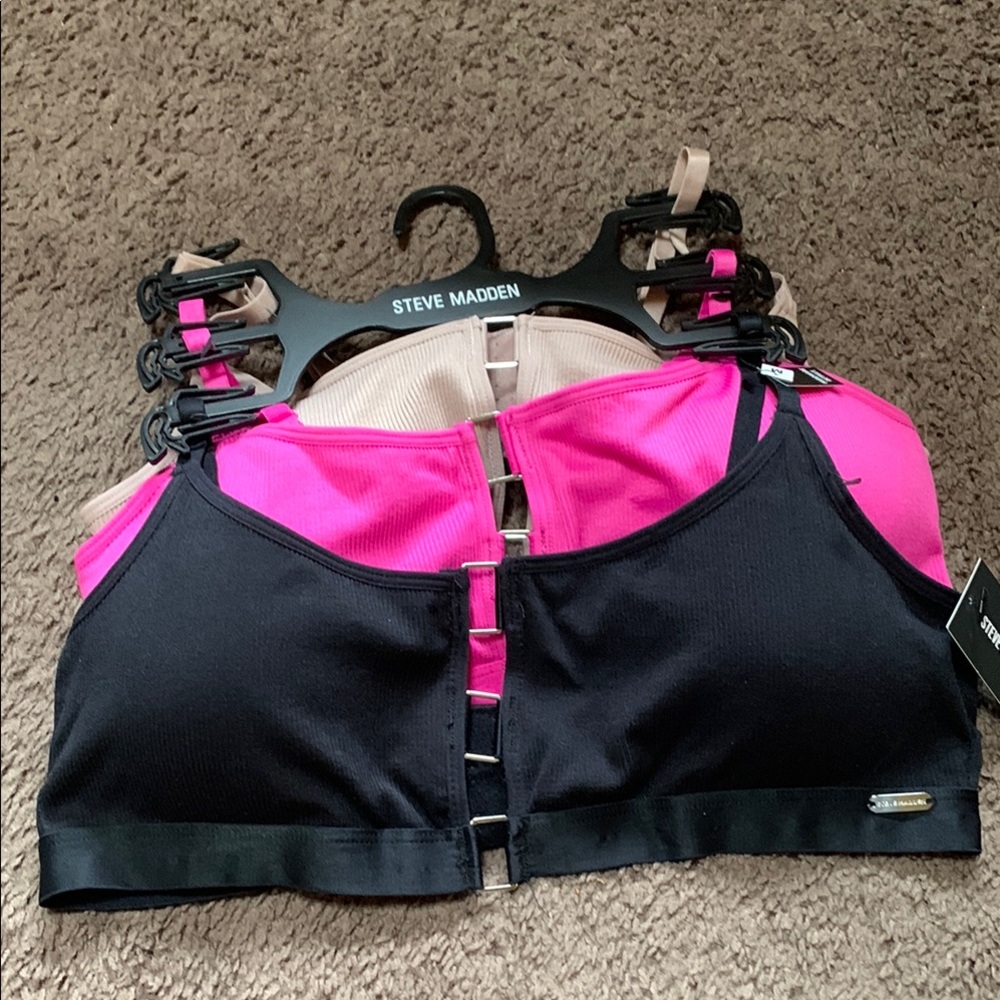 Steve Madden Pink, tan and black Sports Bra Set